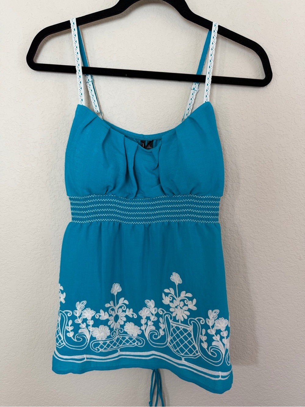Women’s Teal Embroidered Spaghetti-Strap Camisole